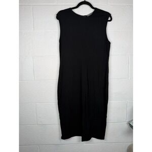 Vince Black Sleeveless Midi Sheath Dress XL Stretch Minimalist 42" Length